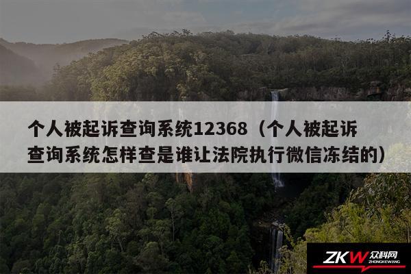 个人被起诉查询系统12368以及个人被起诉查询系统怎样查是谁让法院执行微信冻结的