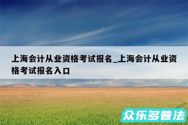 上海会计从业资格考试报名_上海会计从业资格考试报名入口