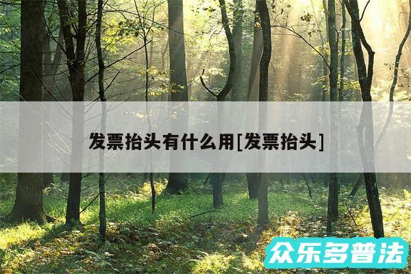 发票抬头有什么用及发票抬头
