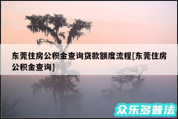 东莞住房公积金查询贷款额度流程及东莞住房公积金查询