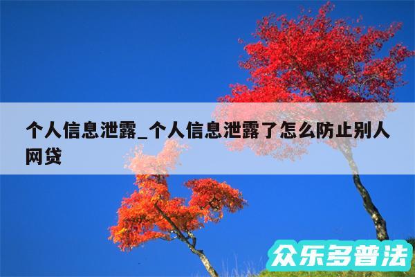 个人信息泄露_个人信息泄露了怎么防止别人网贷