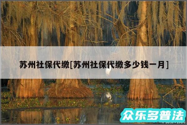 苏州社保代缴及苏州社保代缴多少钱一月