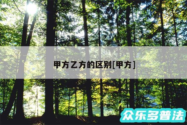 甲方乙方的区别及甲方