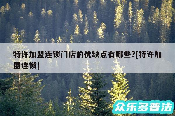 特许加盟连锁门店的优缺点有哪些?及特许加盟连锁