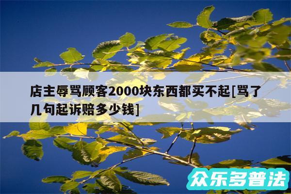 店主辱骂顾客2000块东西都买不起及骂了几句起诉赔多少钱