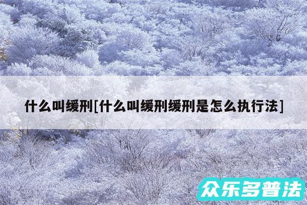 什么叫缓刑及什么叫缓刑缓刑是怎么执行法