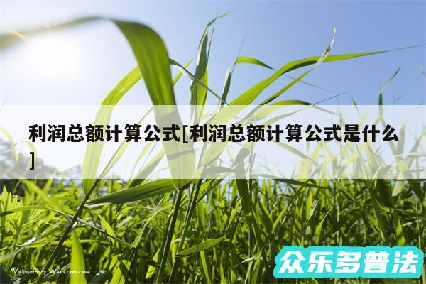 利润总额计算公式及利润总额计算公式是什么