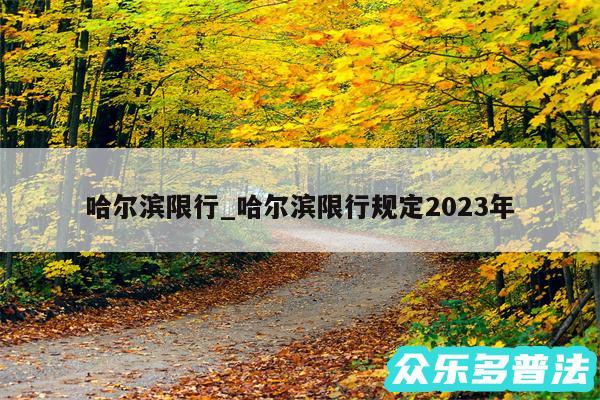 哈尔滨限行_哈尔滨限行规定2024年