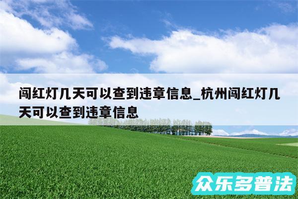 闯红灯几天可以查到违章信息_杭州闯红灯几天可以查到违章信息