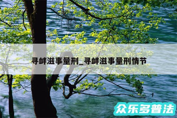 寻衅滋事量刑_寻衅滋事量刑情节