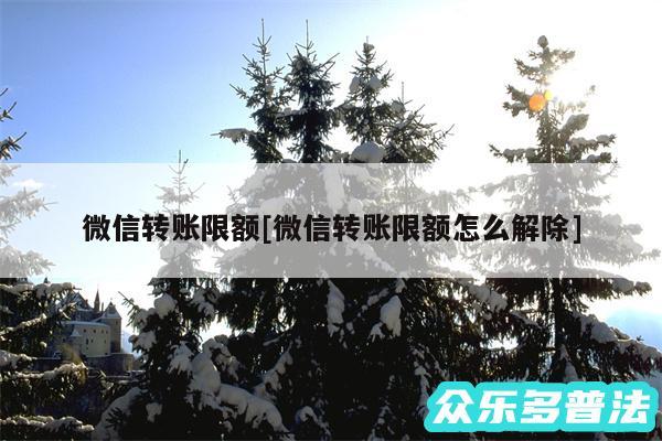 微信转账限额及微信转账限额怎么解除