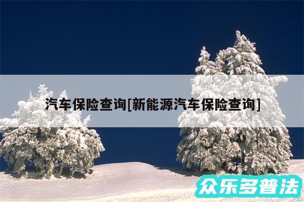 汽车保险查询及新能源汽车保险查询