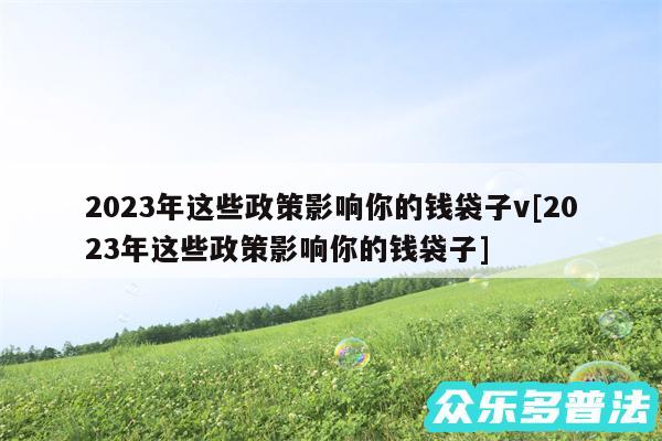2024年这些政策影响你的钱袋子v及2024年这些政策影响你的钱袋子
