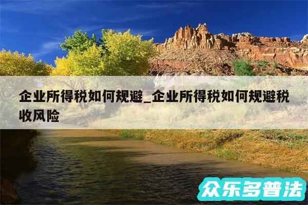 企业所得税如何规避_企业所得税如何规避税收风险