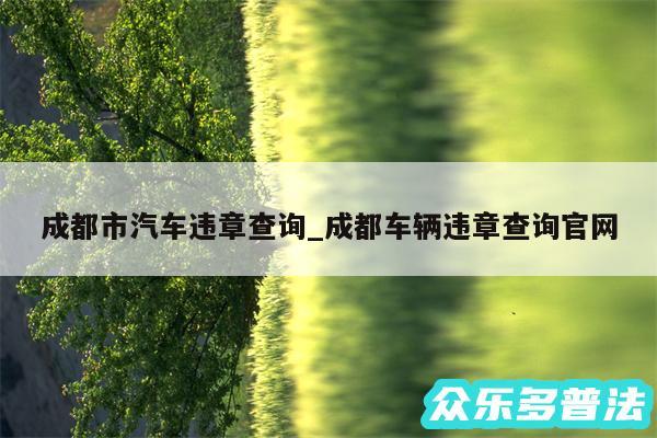 成都市汽车违章查询_成都车辆违章查询官网