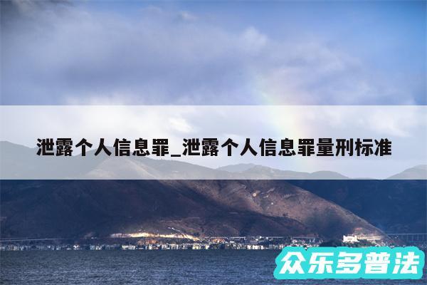 泄露个人信息罪_泄露个人信息罪量刑标准
