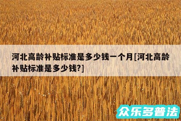 河北高龄补贴标准是多少钱一个月及河北高龄补贴标准是多少钱?