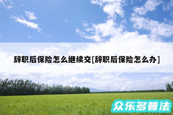 辞职后保险怎么继续交及辞职后保险怎么办