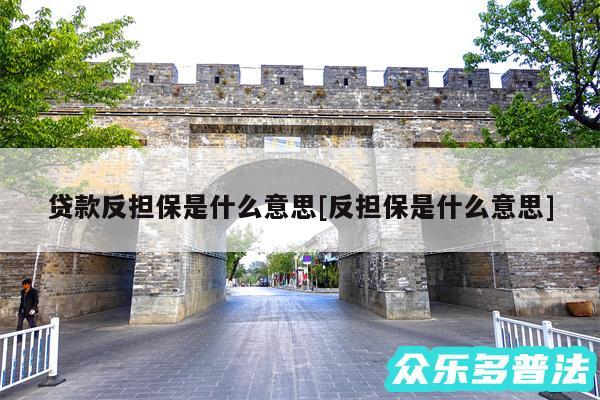 贷款反担保是什么意思及反担保是什么意思
