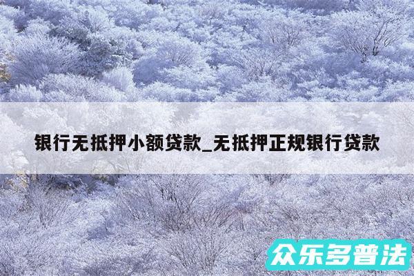 银行无抵押小额贷款_无抵押正规银行贷款