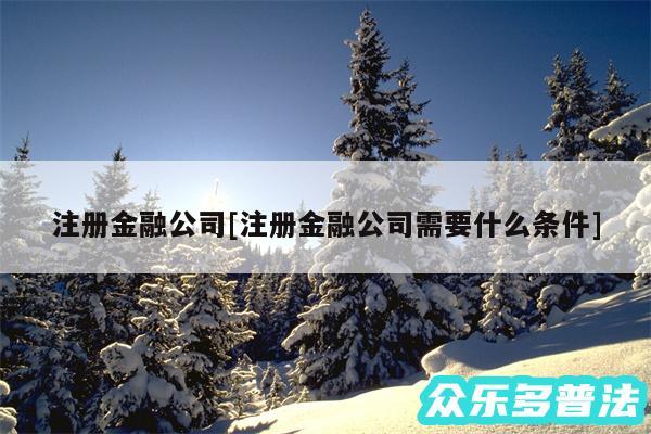 注册金融公司及注册金融公司需要什么条件