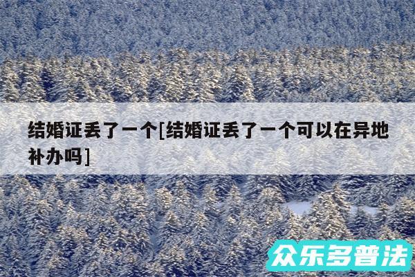 结婚证丢了一个及结婚证丢了一个可以在异地补办吗