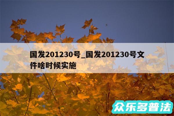 国发201230号_国发201230号文件啥时候实施