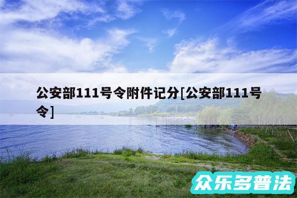 公安部111号令附件记分及公安部111号令