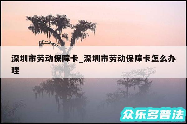 深圳市劳动保障卡_深圳市劳动保障卡怎么办理