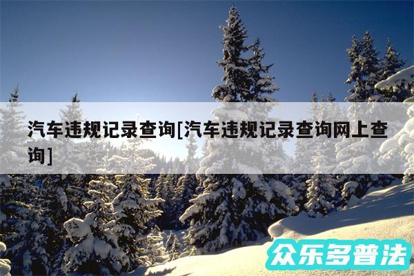 汽车违规记录查询及汽车违规记录查询网上查询