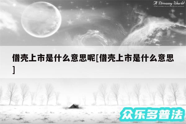 借壳上市是什么意思呢及借壳上市是什么意思