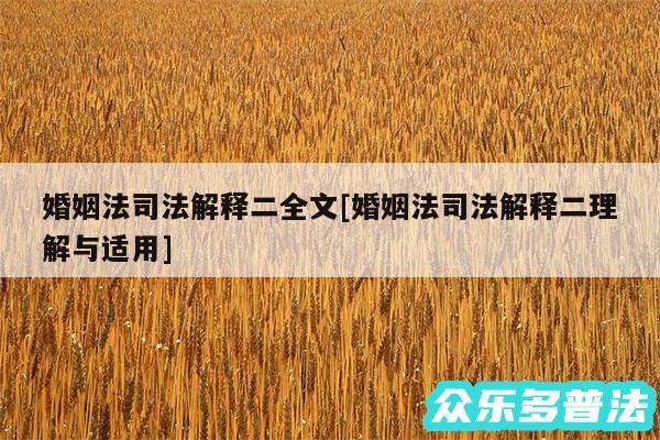 婚姻法司法解释二全文及婚姻法司法解释二理解与适用