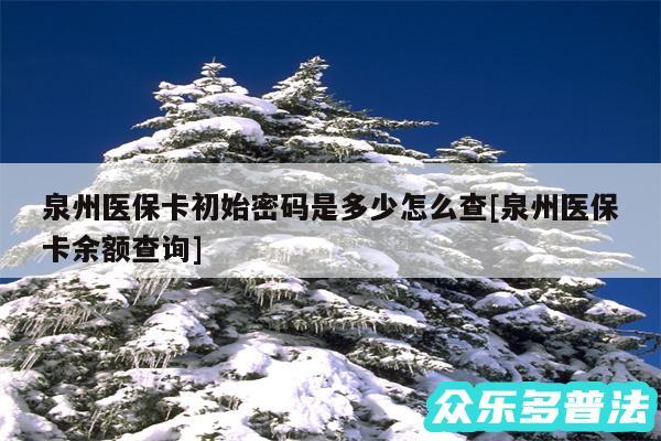 泉州医保卡初始密码是多少怎么查及泉州医保卡余额查询