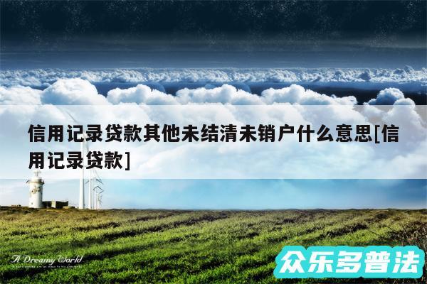 信用记录贷款其他未结清未销户什么意思及信用记录贷款