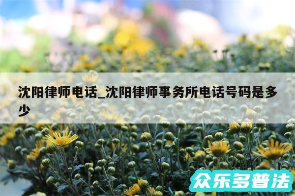 沈阳律师电话_沈阳律师事务所电话号码是多少