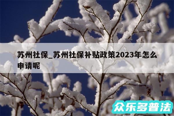 苏州社保_苏州社保补贴政策2024年怎么申请呢