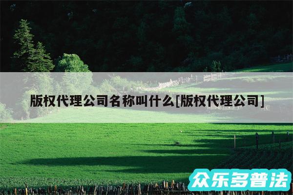 版权代理公司名称叫什么及版权代理公司