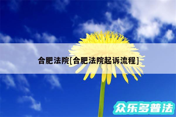 合肥法院及合肥法院起诉流程