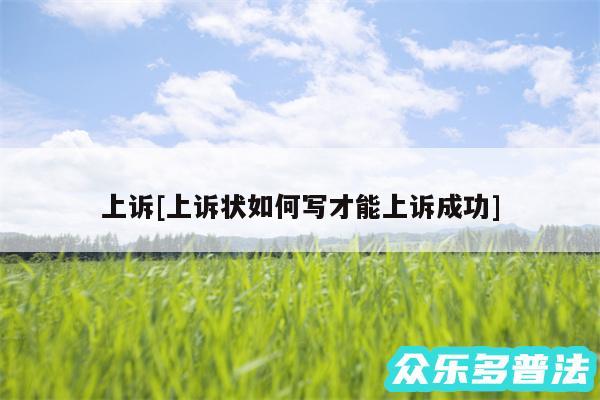 上诉及上诉状如何写才能上诉成功