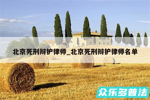北京死刑辩护律师_北京死刑辩护律师名单