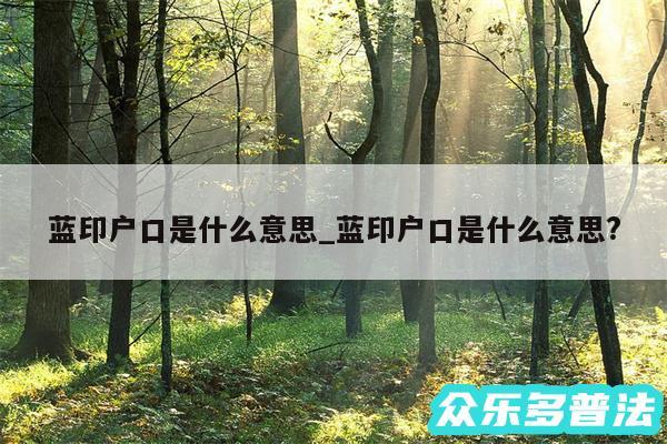 蓝印户口是什么意思_蓝印户口是什么意思?