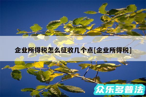 企业所得税怎么征收几个点及企业所得税