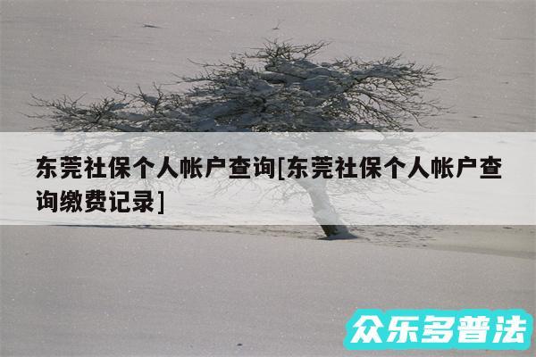 东莞社保个人帐户查询及东莞社保个人帐户查询缴费记录