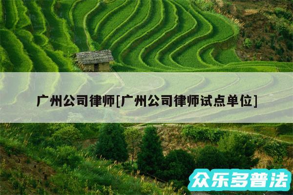 广州公司律师及广州公司律师试点单位