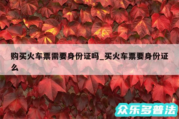 购买火车票需要身份证吗_买火车票要身份证么