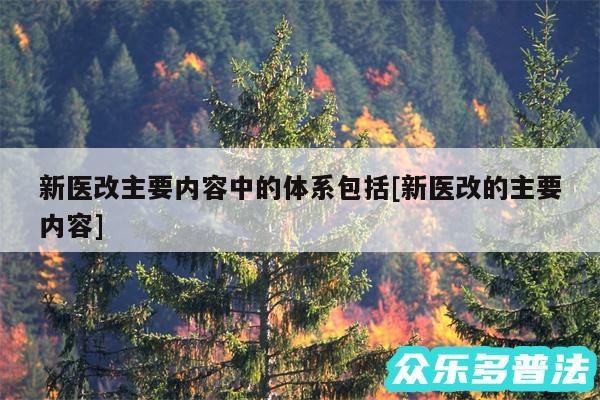 新医改主要内容中的体系包括及新医改的主要内容