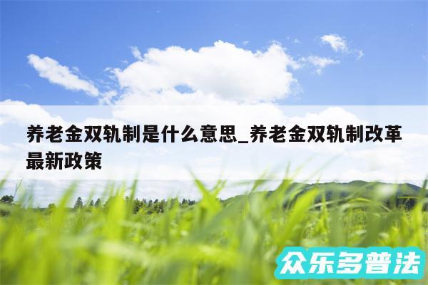 养老金双轨制是什么意思_养老金双轨制改革最新政策