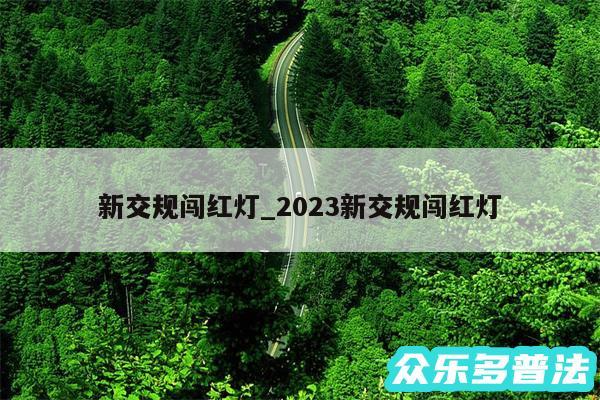 新交规闯红灯_2024新交规闯红灯