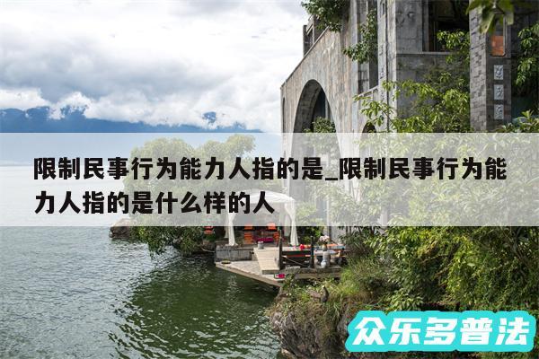 限制民事行为能力人指的是_限制民事行为能力人指的是什么样的人