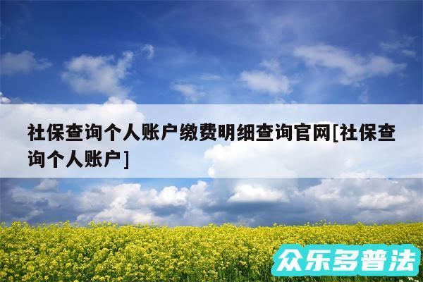 社保查询个人账户缴费明细查询官网及社保查询个人账户